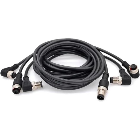 LIUCH Cable Conector de Sensor M12, Doble Cabezal, línea Impermeable, Macho y Hembra, Cable de 2m, Conectores de Sensor