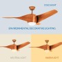 M mimotec - Ceiling Fan LED Energy 58W White, remote control, DC motor 40W+LED light 18W, 6 speeds, silent, 3 blades natural