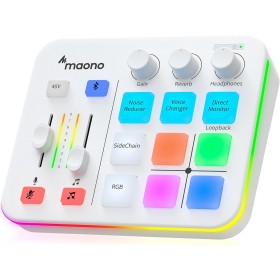 MAONO Mezclador de audio para juegos, interfaz de audio con preamplificador profesional, RGB, Bluetooth, alimentación fantasma