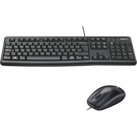 Logitech MK120 Combo Teclado y Ratón Óptico con Cable para Windows, Teclado de Tamaño Completo, USB Plug-and-Play, Compatible