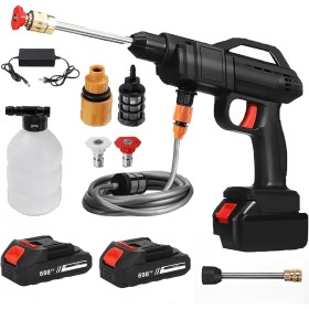 Hidrolimpiadora Bateria, 21V MAX 35Bar Press & Clean Pistola Lavado con 2X 3000mAh Baterías, Limpiador de Alta Presión Portátil