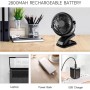 QHUI Mini Desk Fan, 3 Speed USB Personal Cooling Fan with 360°Rotation, USB Cable and Battery for Home, Office, Gym, Fishing,