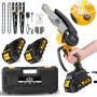 ElectroPrime© Mini Motosierra Bateria | 6000mAh 21V 2 Baterias | 6 Pulgadas 880W | Engrasador Automatico | Incluye 11 Accesorios
