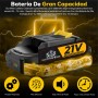 ElectroPrime© Mini Motosierra Bateria | 6000mAh 21V 2 Baterias | 6 Pulgadas 880W | Engrasador Automatico | Incluye 11 Accesorios