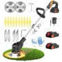 Wrneaoch 21V Desbrozadora Bateria Desbrozadora Electrica Retráctil Cortacésped con 6 000 RPM y Motor de 650 W, con 2 Baterías de