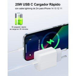 25W Cargador Carga Rapida for iPhone 14/14 Pro/14 Pro Max/14 Plus 13 12 11 SE XR X XS 8 7, USB C Carregador Enchufe Rapido 25W Cargador Carga Rapida for iPhone 14/14 Pro/14 Pro Max/14 Plus 13 12 11 SE XR X XS 8 7, USB C Carregador Enchufe Rapido