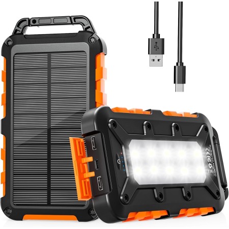 Cargador Solar para Moviles 26800mAh, Solar Power Bank PD15W 3.0A Carga Rápida Batería Externa Portátil con 2 USB-A Salida y 1