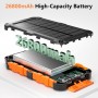 Cargador Solar para Moviles 26800mAh, Solar Power Bank PD15W 3.0A Carga Rápida Batería Externa Portátil con 2 USB-A Salida y 1