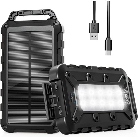 Cargador Solar para Moviles 26800mAh, Solar Power Bank PD15W 3.0A Carga Rápida Batería Externa Portátil con 2 USB-A Salida y 1
