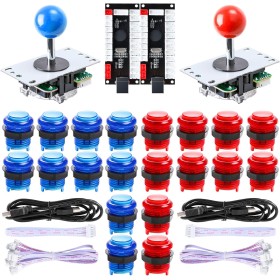Hikig 2 Players Arcade Games Retro DIY Parts Kit, 20 LED Buttons + 2 x 8 Joystick Modes + 2 x USB Encoder for Mame Jamma