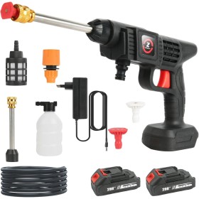 Hidrolimpiadora de Alta Presion, MAX 35 Bar Hidrolimpiadora Batería, Pistola de Agua a Presión con 2X Batería 6,0 Ah, para