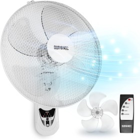 Duronic FN55 WE Wall Fan 60W 5 Blades 40cm Oscillating Head with 3-Speed Timer Remote Control Powerful Quiet Removable Sliding
