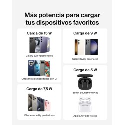 Belkin Cargador Inalámbrico de 15 W, Estación de Carga para iPhone 17, iPhone 16/15 Series, AirPods, Samsung Galaxy S25, Galaxy Belkin Cargador Inalámbrico de 15 W, Estación de Carga para iPhone 17, iPhone 16/15 Series, AirPods, Samsung Galaxy S25, Galaxy