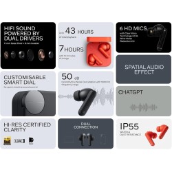 CMF by Nothing Buds Pro 2 Auriculares inalámbricos con Sonido HiFi, 50 dB Cancelación Activa de Ruido híbrida, 6 micrófonos HD y CMF by Nothing Buds Pro 2 Auriculares inalámbricos con Sonido HiFi, 50 dB Cancelación Activa de Ruido híbrida, 6 micrófonos HD y