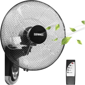 Duronic FN55 BK Oscillating Wall Fan 60 W with Remote Control Timer and 3 Speeds | Powerful with 5 Blades and 40 cm Propeller |