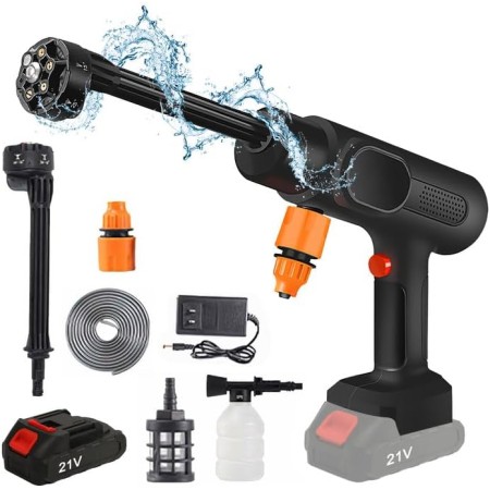 Limpiador de Alta presión con batería, 21 V, portátil, con 1 baterías de 7500 mAh, Boquilla 6 en 1, máx. 95 Bar, Limpiador de