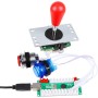 Fosiya 2 Players Arcade Kit Ellipse Oval Style 8 Ways Bat Joystick + 20 LED Arcade Buttons for 2 Players Video Game Controllers
