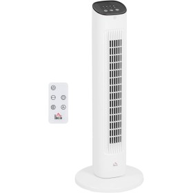 HOMCOM Tower Fan 50W with Remote Control Silent Fan with 3 Speeds Timer 15h Oscillation 85° LED Display 30x30x78cm White