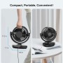 DR.PREPARE Oscillating Table Fan 70°+100° 3 Speeds Quiet Powerful All-Year Compact Fan for Office, Bedroom, Kitchen and Outdoors