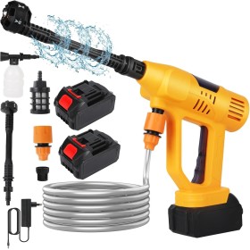 Hidrolimpiadora Bateria, 21V Máx 65Bar/942PSI Press & Clean Pistola Lavado con Baterías de 6000 mAh, Hidrolimpiadora de Alta
