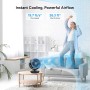 DR.PREPARE Oscillating Table Fan 70°+100° 3 Speeds Quiet Powerful All-Year Compact Fan for Office, Bedroom, Kitchen and Outdoors