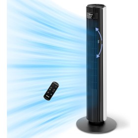 LEVOIT Tower Fan, Quiet Fan 25 dB and 23 W, Powerful 7.5 m/s for Large Room, 12 Speeds with Remote Control, 4 Modes and 12H