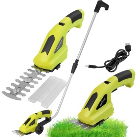 DEWINNER Tijera Cortacésped y Arreglasetos 2 en 1, Tijeras de Césped y Arbustos 7,2 V, Tijeras para Césped con Mango Telescópico