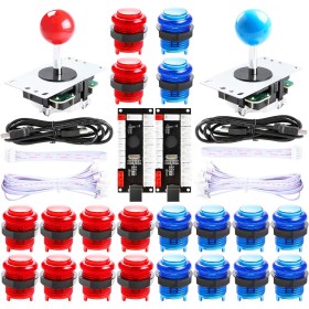 Hikig 2 Player USB LED Encoder for PC Games 8 Way Stick Controllers + 20 x LED Buttons for Arcade DIY Kits Parts Mame Raspberry