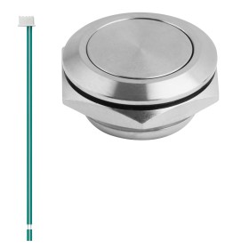 Pulsador Ultraplano de Acero Inoxidable, Diámetro de Montaje 19 mm, Resistente al Agua y al Polvo IP67, Capacidad de Conmutación