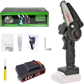 Mini Motosierra Bateria, Portátil Motosierra Bateria de 4 Pulgadas Sierra Electrica Podar Arboles para Corte de Madera Poda
