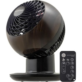 Iris Ohyama Woozoo, 30 m², Table Fan, Wood/Black, 5 Speeds, Remote Control, Oscillation, Quiet, Powerful, Desk, Laptop, Desktop,