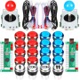 EG STARTS Arcade Cabinet Parts 2X 8 Way Joystick + 16x LED pulsador Iluminado + 2 Jugadores + Botones de Monedas para Raspberry