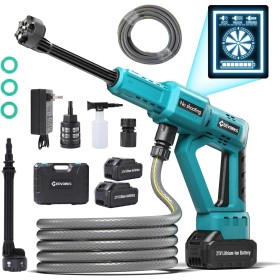 Geevorks Hidrolimpiadora de Alta Presión Inalámbrica,21 V Hidrolimpiadora Bateria Portátil,62 Bar 900 PSI,Boquilla 6 en 1,2