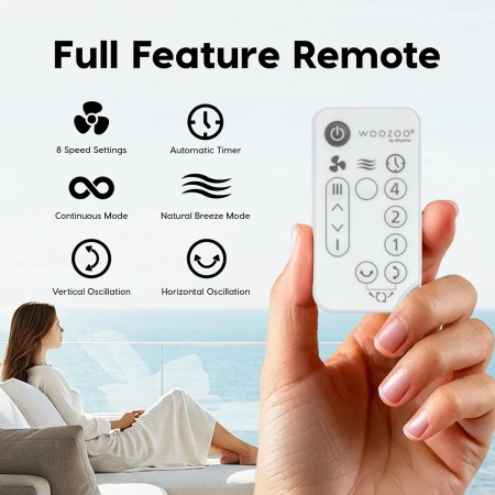 Iris Ohyama Woozoo, 30 m², Table Fan, Matte Pink, 5 Speeds, Remote Control, Multidirectional Oscillation, Quiet, Powerful, Desk,