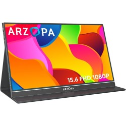 ARZOPA S1 Table Monitor Portátil Full HD de 15,6" y 1920x1080 Píxeles, Pantalla Móvil Externa IPS con HDMI/Tipo-C/USB-C para