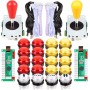 EG STARTS 2 Pieces Arcade LED Gamer DIY USB Encoder 2X Ellipse Oval Style Joystick 20x LED Arcade Buttons for PC Windows System