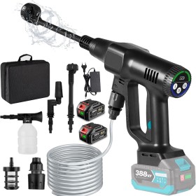 Hidrolimpiadora Bateria de 3 velocidades máx. 18V 200 bar/2900 PSI, portatil Pistola de Agua a presión con Boquilla Ajustable 6