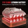 Desbrozadora Bateria 21V, Desbrozadora Electrica con 2 x 3.0Ah Baterías y 3 Cuchillas, Ruedas Desmontables, Varilla Telescópica,