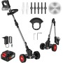 Desbrozadora Bateria 21V, Desbrozadora Electrica con 2 x 3.0Ah Baterías y 3 Cuchillas, Ruedas Desmontables, Varilla Telescópica,