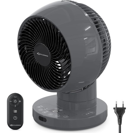 MYCARBON Turbo Quiet Table Fan 20dB DC Motor Powerful Fan 30°-60°-90° Oscillation 11 Speeds Timer 12h and Programmed On, with