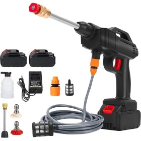 Pistola de Agua a presión, 30Bar Limpiador presión con 2× batería de 6000mAh, Cargador y Manguera 5m, 435PSI Hidrolimpiadora