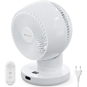 MYCARBON Turbo Quiet Table Fan 20dB DC Motor Powerful Fan 30°-60°-90° Oscillation 11 Speeds Timer 12h and Programmed On, with
