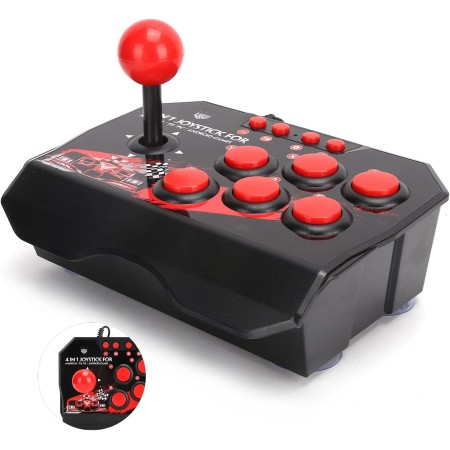 Wired Arcade Joystick Game Accessories with Metal Joystick and 6 Buttons for Switch PC PS3, Made with Comfort and Ergonomics