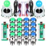 Fosiya 2 Player Arcade Joystick LED Chrome Starter Buttons for PC MAME Raspberry Pi Video Games Arcade Parts Cabinet (Red