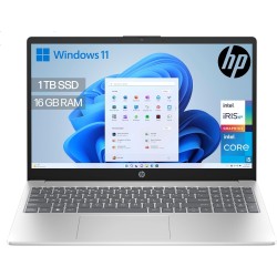 HP Ordenador portátil 15.6" FHD (Intel Core i5-1334U, 16GB RAM, 1TB SSD, Intel Iris Xe Graphics, Windows 11) Plata y Azul -