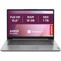 Lenovo IdeaPad 1 Gen 7 - Ordenador Portátil 15.6" FHD (AMD Ryzen 7 5700U, 16GB RAM, 1TB SSD, AMD Radeon Graphics, Wi-Fi 6, Lenovo IdeaPad 1 Gen 7 - Ordenador Portátil 15.6" FHD (AMD Ryzen 7 5700U, 16GB RAM, 1TB SSD, AMD Radeon Graphics, Wi-Fi 6,