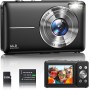Cámara Digital 1080P Cámara de Fotos HD 44MP Cámara Digital Compacta con Pantalla LCD de 2,4 Pulgadas, Zoom Digital 16X, Tarjeta
