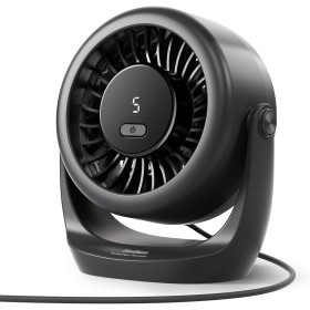 Diveblues USB Table Fan, Powerful Up to 6m/s, LED Display, 5 Speeds, 360° Rotation, Quiet Mini Fan, Portable for Home, Office,