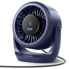 Diveblues USB Table Fan, Powerful Up to 6m/s, LED Display, 5 Speeds, 360° Rotation, Quiet Mini Fan, Portable for Home, Office,