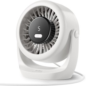 Diveblues USB Table Fan, Powerful Up to 6m/s, LED Display, 5 Speeds, 360° Rotation, Quiet Mini Fan, Portable for Home, Office,